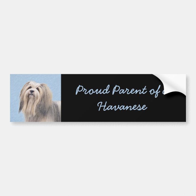 Havanese (Silver) Painting - Cute Original Dog Art Bumper Sticker (Front)