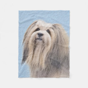 Havanese (Silver) Painting - Cute Original Dog Art Fleece Blanket