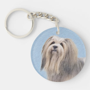 Havanese (Silver) Painting - Cute Original Dog Art Key Ring