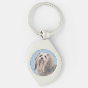 Havanese (Silver) Painting - Cute Original Dog Art Key Ring