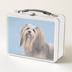 Havanese (Silver) Painting - Cute Original Dog Art Metal Lunch Box