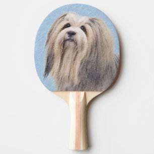 Havanese (Silver) Painting - Cute Original Dog Art Ping Pong Paddle