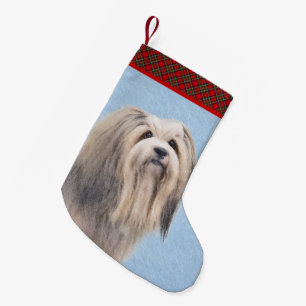 Havanese (Silver) Painting - Cute Original Dog Art Small Christmas Stocking