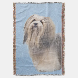 Havanese (Silver) Painting - Cute Original Dog Art Throw Blanket