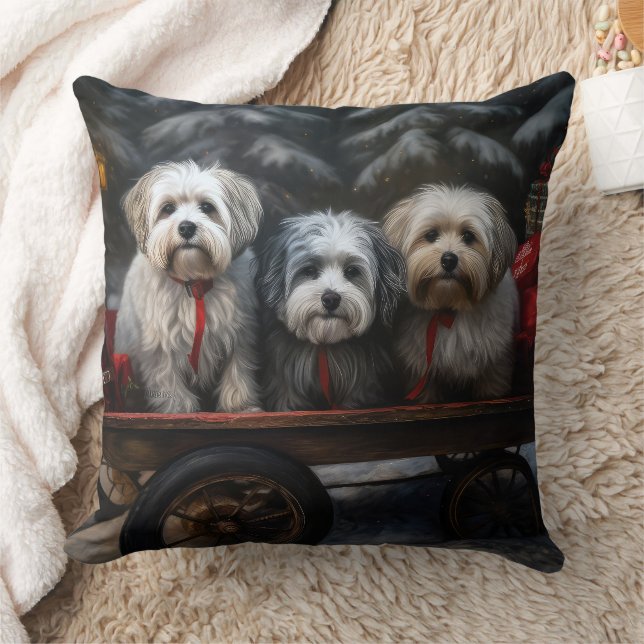 Havanese Snowy Sleigh Christmas Decor  Cushion (Blanket)