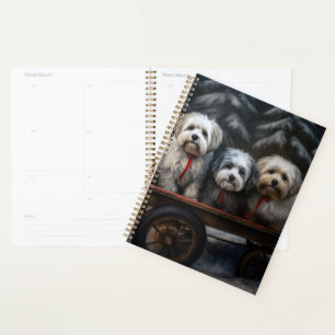 Havanese Snowy Sleigh Christmas Decor Planner