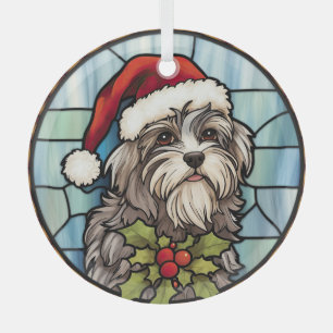 Havanese Stained Glass Christmas  Tree Decoration