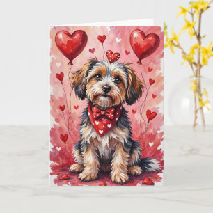 Havanese Valentine’s Day Dog with Hearts Red Card