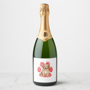 Havanese Valentines Day Dog Love Paw Sparkling Wine Label