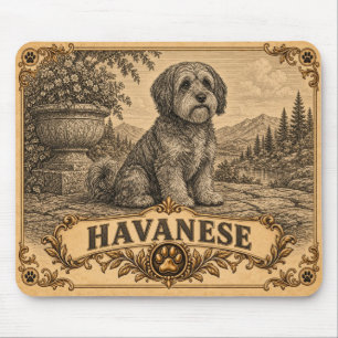 Havanese, Vintage Heritage Dog Mouse Pad