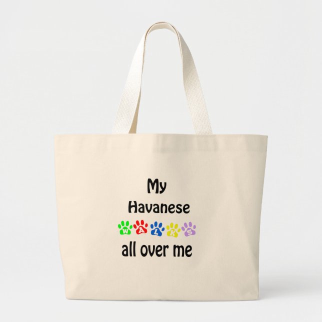 Havanese Walks Design Large Tote Bag (Front)