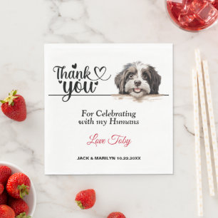 Havanese Wedding Dog Photo Thank You Napkin