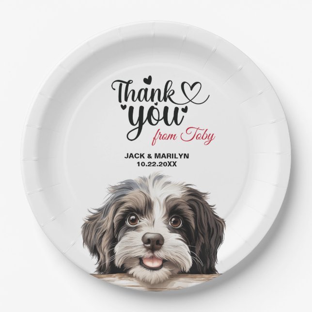 Havanese Wedding Thank You Paper Plate (Front)