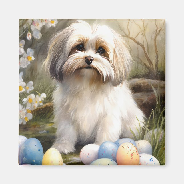 Havanese with Easter Eggs Magnet (Front)