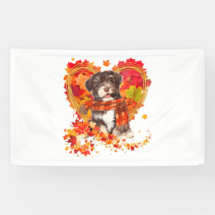 Havanese With Heart Made Of Autumn Leaves Banner