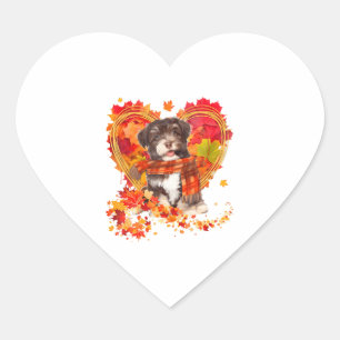 Havanese With Heart Made Of Autumn Leaves Sticker