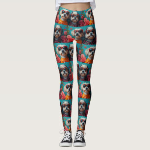 Havanese With Heart Roses Valentine's Day Leggings