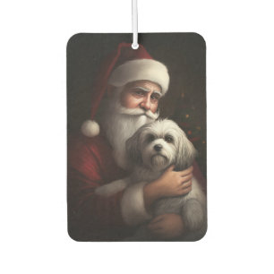 Havanese With Santa Claus Festive Christmas Car Air Freshener