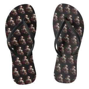 Havanese With Santa Claus Festive Christmas Jandals