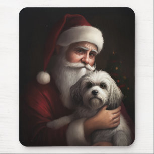 Havanese With Santa Claus Festive Christmas Mouse Pad