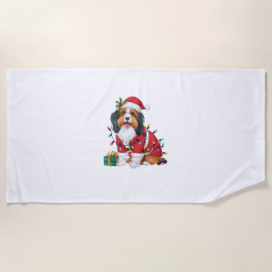 Havanese Xmas Lighting Santa Havanese Dog Christma Beach Towel