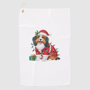 Havanese Xmas Lighting Santa Havanese Dog Christma Golf Towel