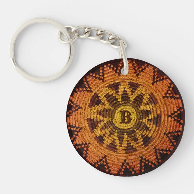 Havasupai Indian Basket with (or without) Monogram Key Ring (Front)