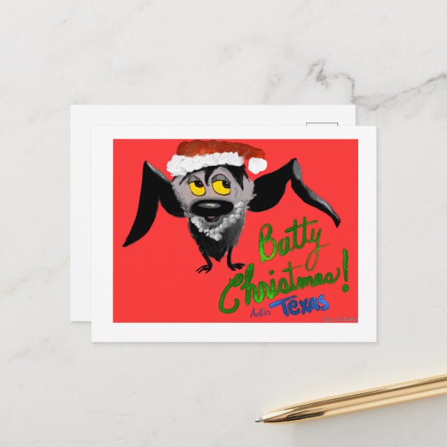 Have a Batty Christmas! Holiday Postcard (Front/Back In Situ)