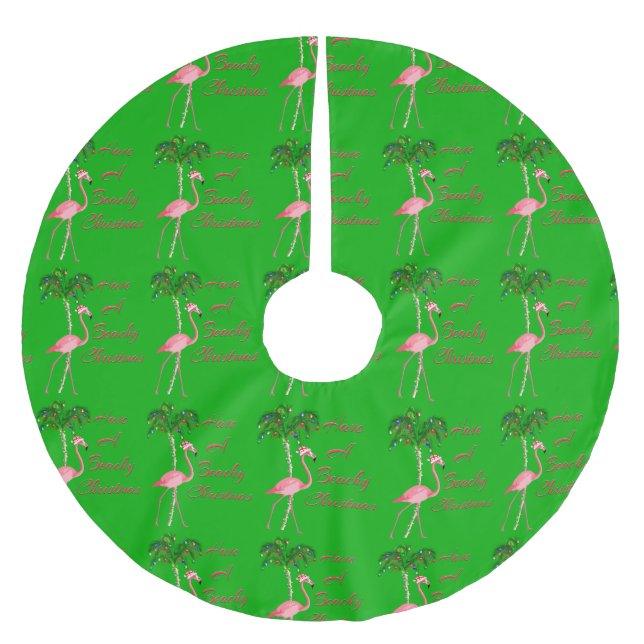 Have A Beachy Christmas Flamingo Brushed Polyester Tree Skirt (Front)