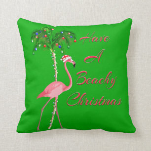 Have A Beachy Christmas Flamingo Cushion