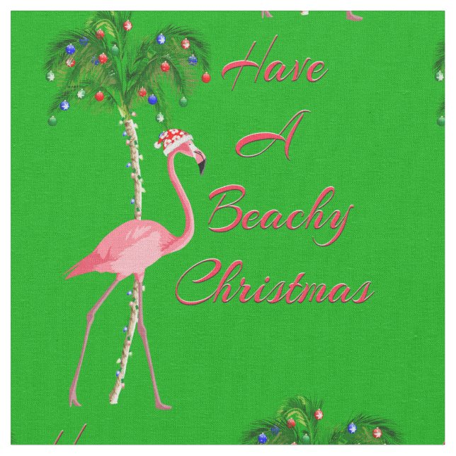 Have A Beachy Christmas Flamingo Fabric (Close Up)