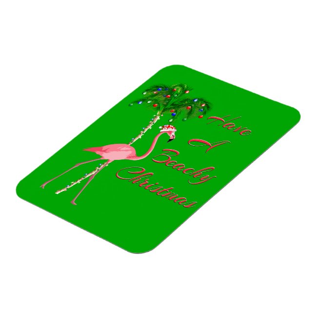 Have A Beachy Christmas Flamingo Magnet (Left Side)