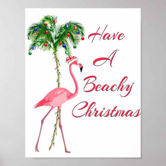 Have A Beachy Christmas Flamingo Poster (Front)