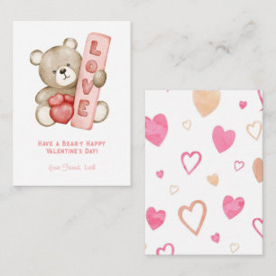 Have a Bear-Y Happy Valentine School Kids Card