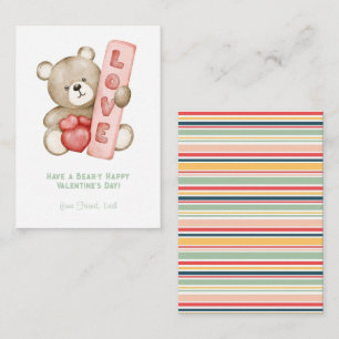 Have a Bear-Y Happy Valentine School Kids Card