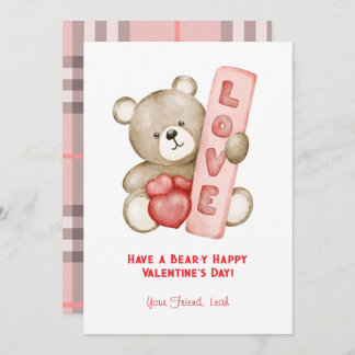 Have a Bear-Y Happy Valentine's Day Classroom Holiday Card