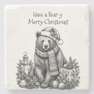 Have a Bear-y Merry Christmas Stone Coaster