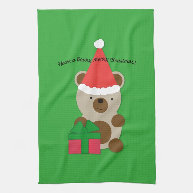 Have a Beary Merry Christmas Bear Tea Towel (Vertical)