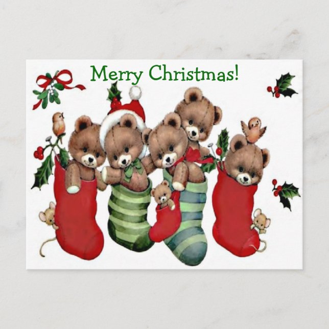 Have A Beary Merry Christmas!- Designer Postcard (Front)