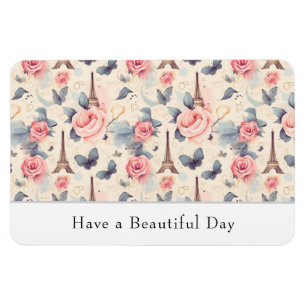 Have a Beautiful Day Eiffel Tower Pattern Magnet