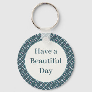 Have a Beautiful Day Pearl Squares Pattern Key Ring