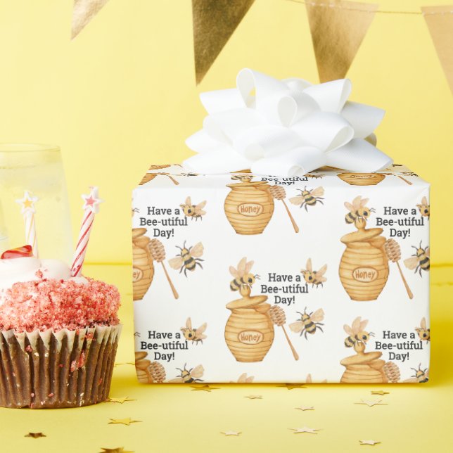 Have a Bee-Utiful Day Honey Gift Wrapping Paper (Birthday Party)