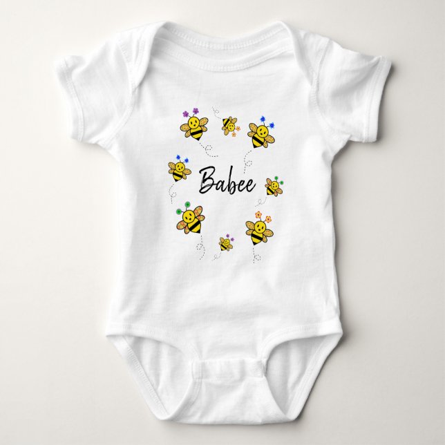 Have a bee-utiful day! Whimsical Bee  Baby Bodysuit (Front)