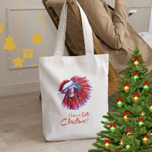 Have a Betta Christmas Funny Santa Fish Lover Pun Tote Bag