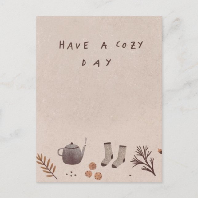 Have a cosy day minimalist blessing postcard (Front)