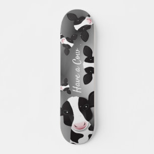 Have a Cow Tan Black White Grey Animal Skateboard