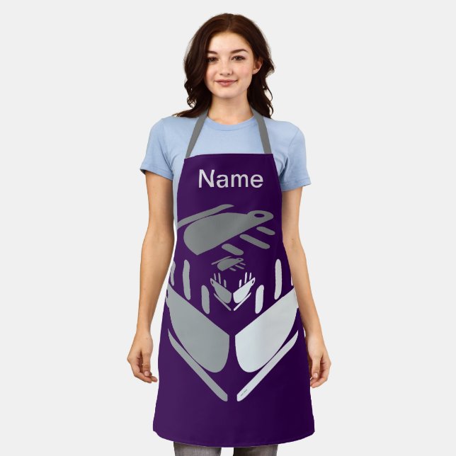 Have A Cup Of Java PERSONALIZE  Purple       Apron (Worn)
