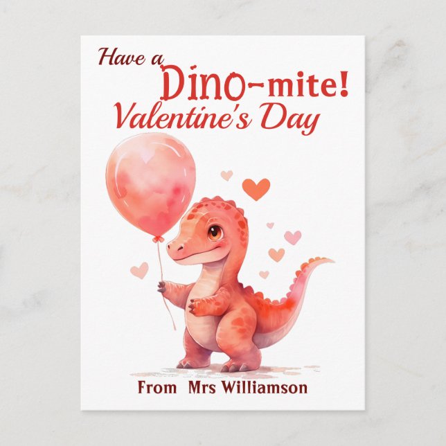 Have a Dino-Mite Valentines Day Classroom Postcard (Front)