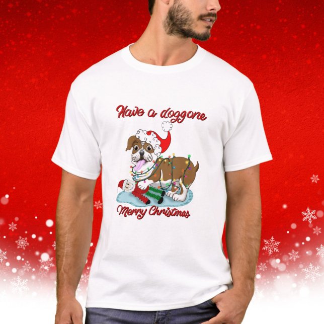 Have A Doggone Merry Christmas Bulldog Xmas Lights T-Shirt (Creator Uploaded)