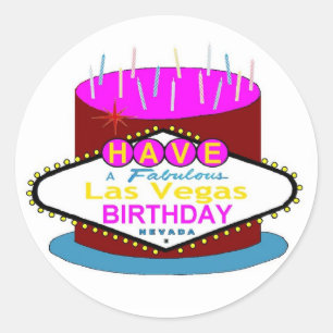 Have A Fabulous Las Vegas Birthday Cake Sticker